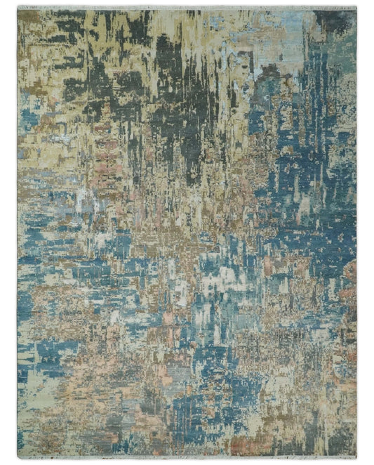 9x12 Fine Hand Knotted Brown Multicolor Modern Abstract Wool Area Rug | AGR34 - Nuvé