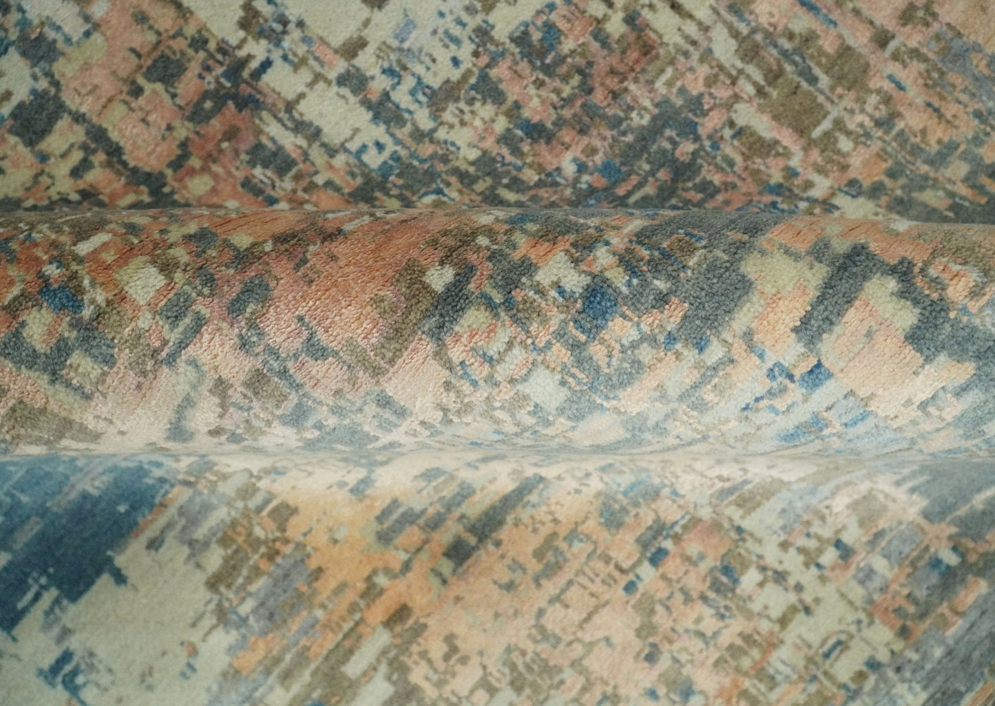 9x12 Fine Hand Knotted Brown Multicolor Modern Abstract Wool Area Rug | AGR34 - Nuvé