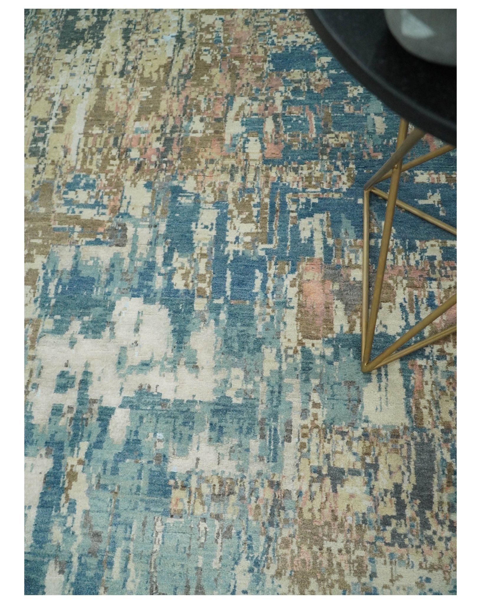 9x12 Fine Hand Knotted Brown Multicolor Modern Abstract Wool Area Rug | AGR34 - Nuvé