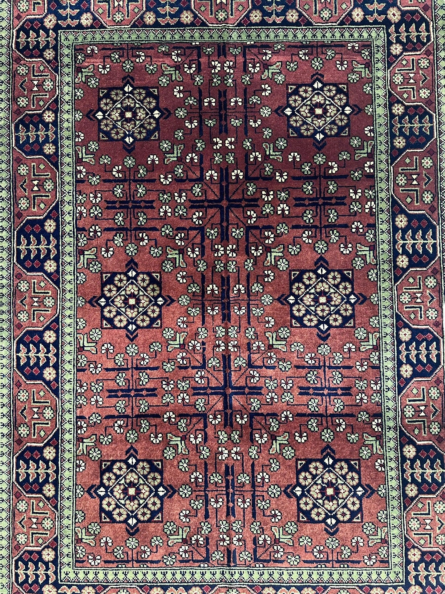 Hand-Knotted Bukharayi Rug – Brown 59” x 40” | Traditional Afghani Wool Rug - Nuvé