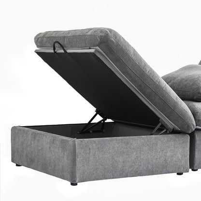 Nuvé® Solace Modular Bouclé Cloud Sofa - Space Grey - 5-Seater Corner + Ottoman - Nuvé