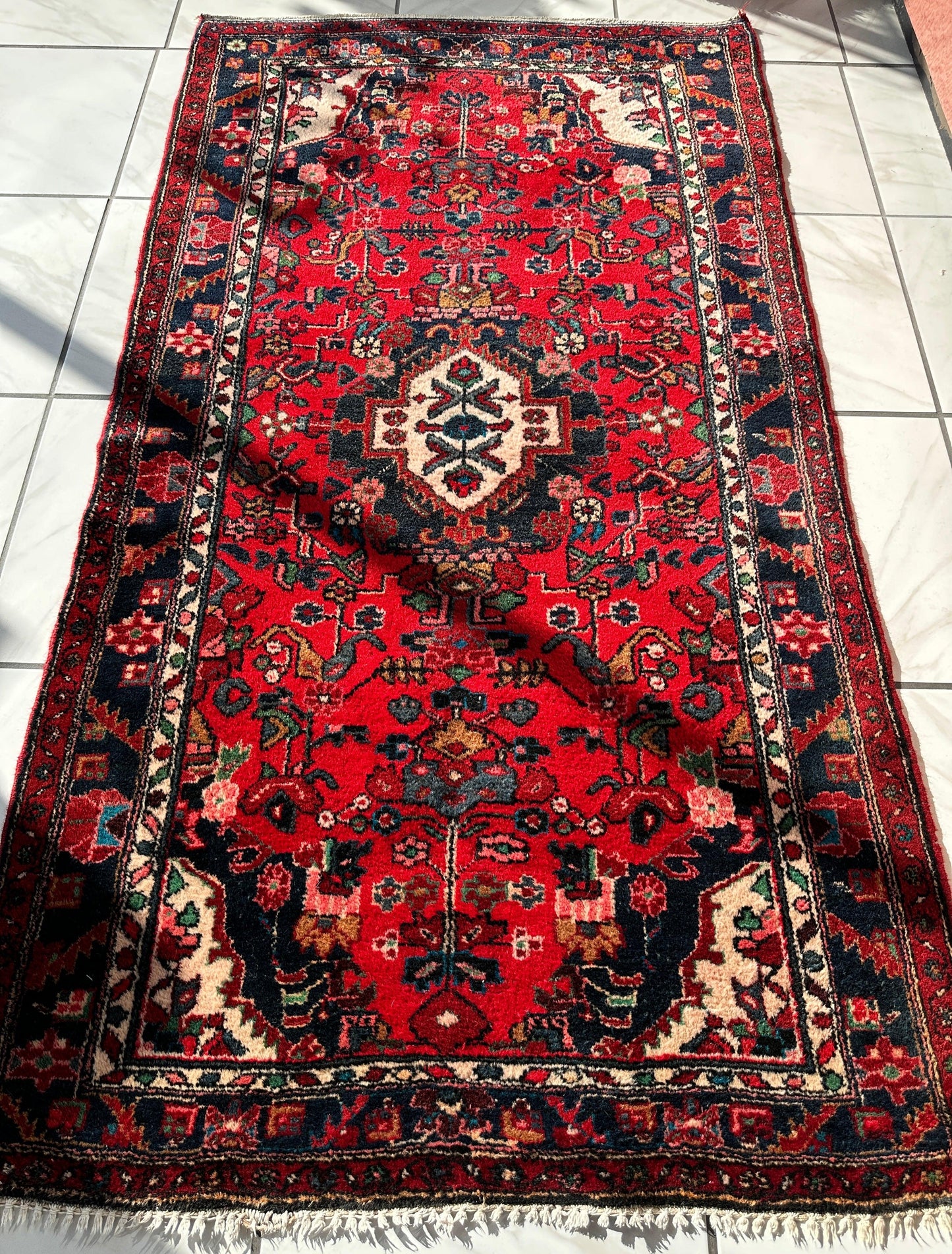Hand-knotted Persian Hamadan wool Rug 3’8” x 6’4” - Nuvé