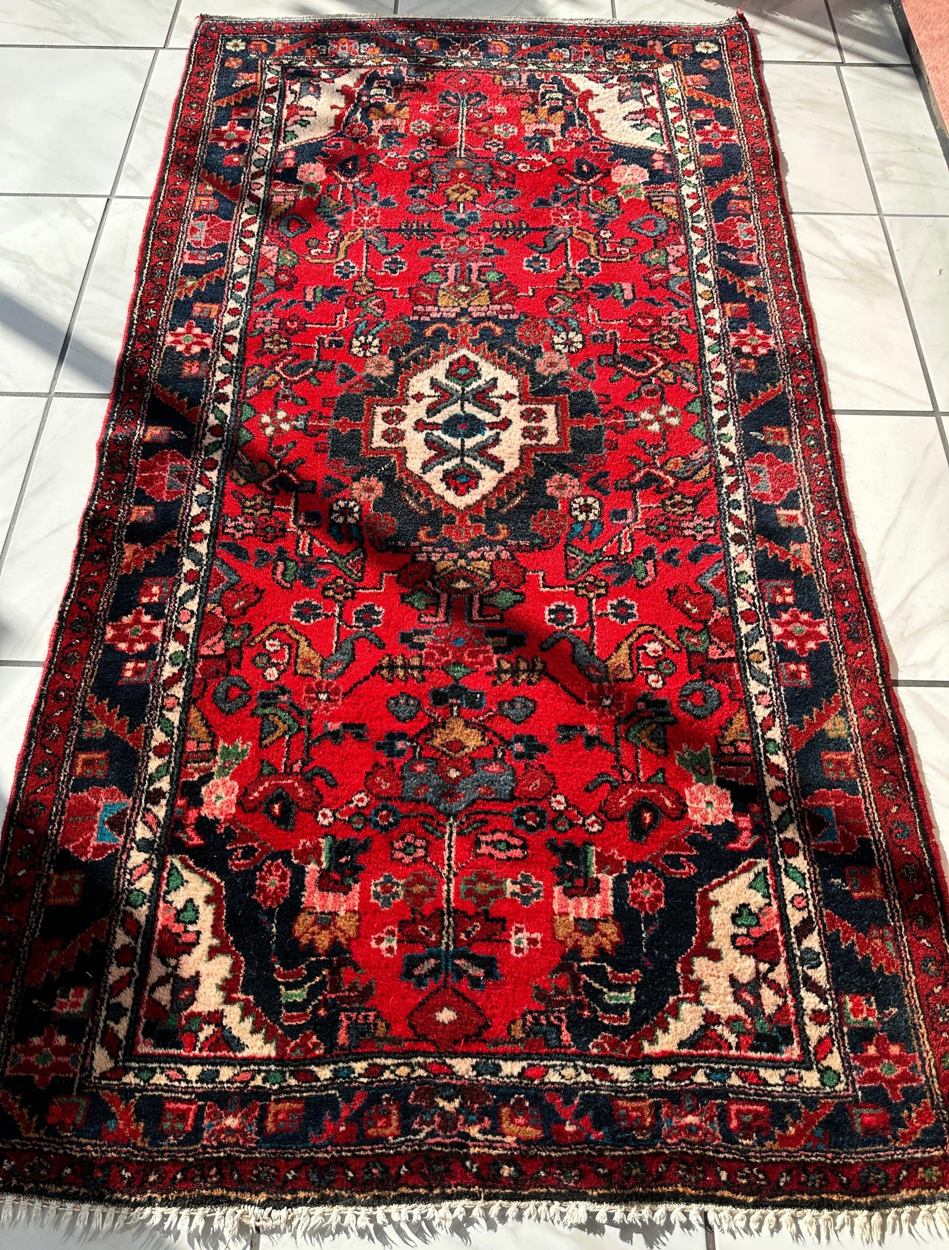 Hand-knotted Persian Hamadan wool Rug 3’8” x 6’4” - Nuvé