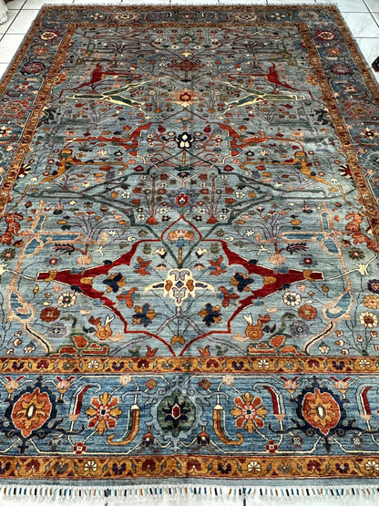 Hand-Knotted Trasitional Serapi Ghazni Wool Rug – 9’1” x 12’ – Intricate Floral Design - Nuvé