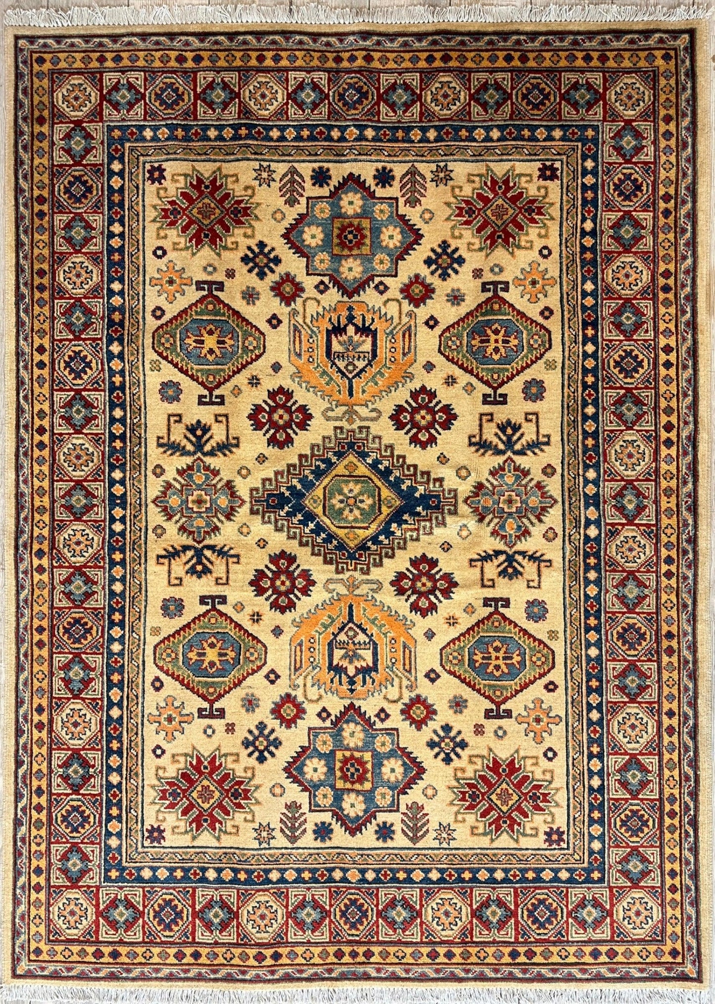 Fine Hand Knotted Afghani Super Kazak Rug 5 x 7 - Nuvé