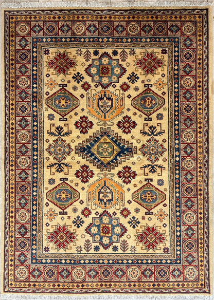 Fine Hand Knotted Afghani Super Kazak Rug 5 x 7 - Nuvé