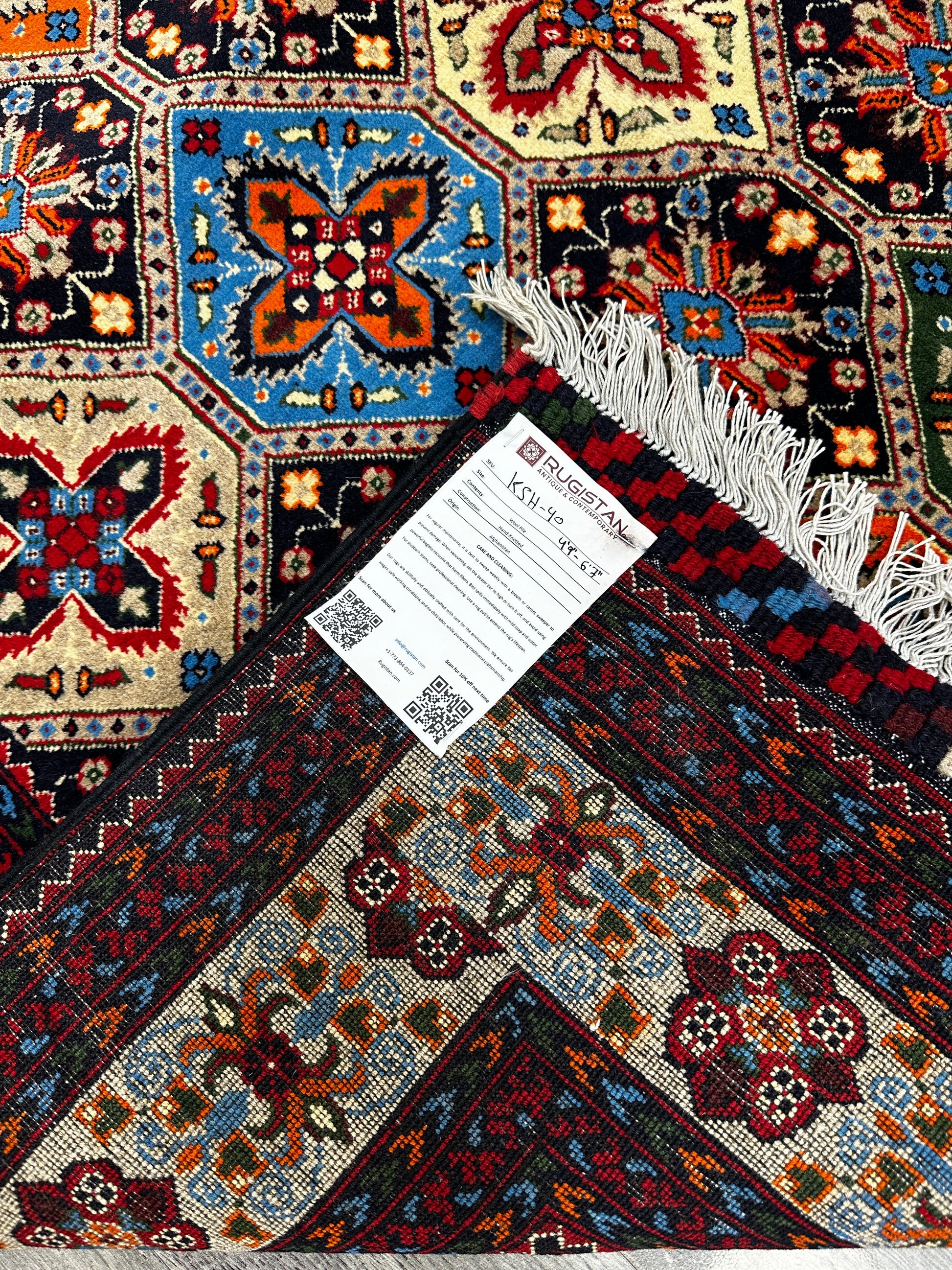 Hand-Knotted Afghani Kashi Wool Rug – 4’9″  x  6’10″ - Nuvé