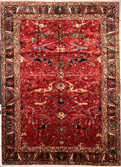Hand-Knotted Afghani Bidjar Wool Rug – 9’x12’6” – Intricate Geometric & Floral Motifs - Nuvé
