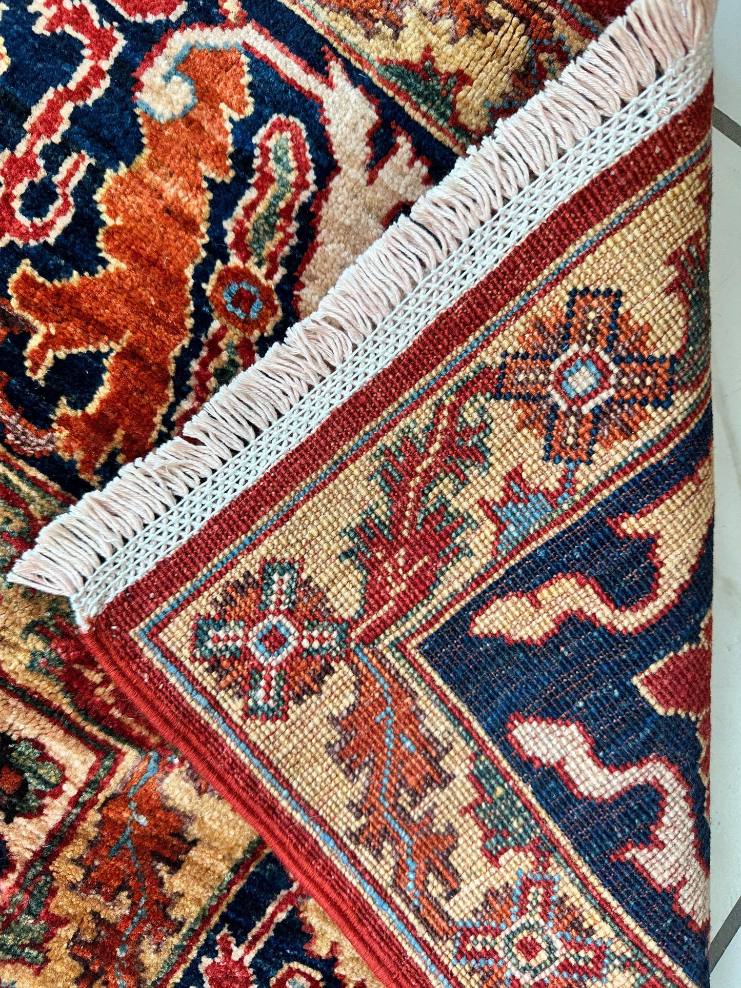 Hand-Knotted Afghani Bidjar Wool Rug – 9’x12’6” – Intricate Geometric & Floral Motifs - Nuvé