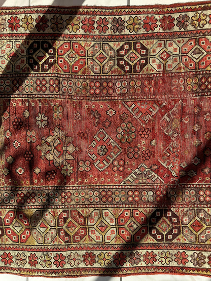 Antique Turkish Wool Distressed Prayer Rug 4’3” x 5’11” - Nuvé