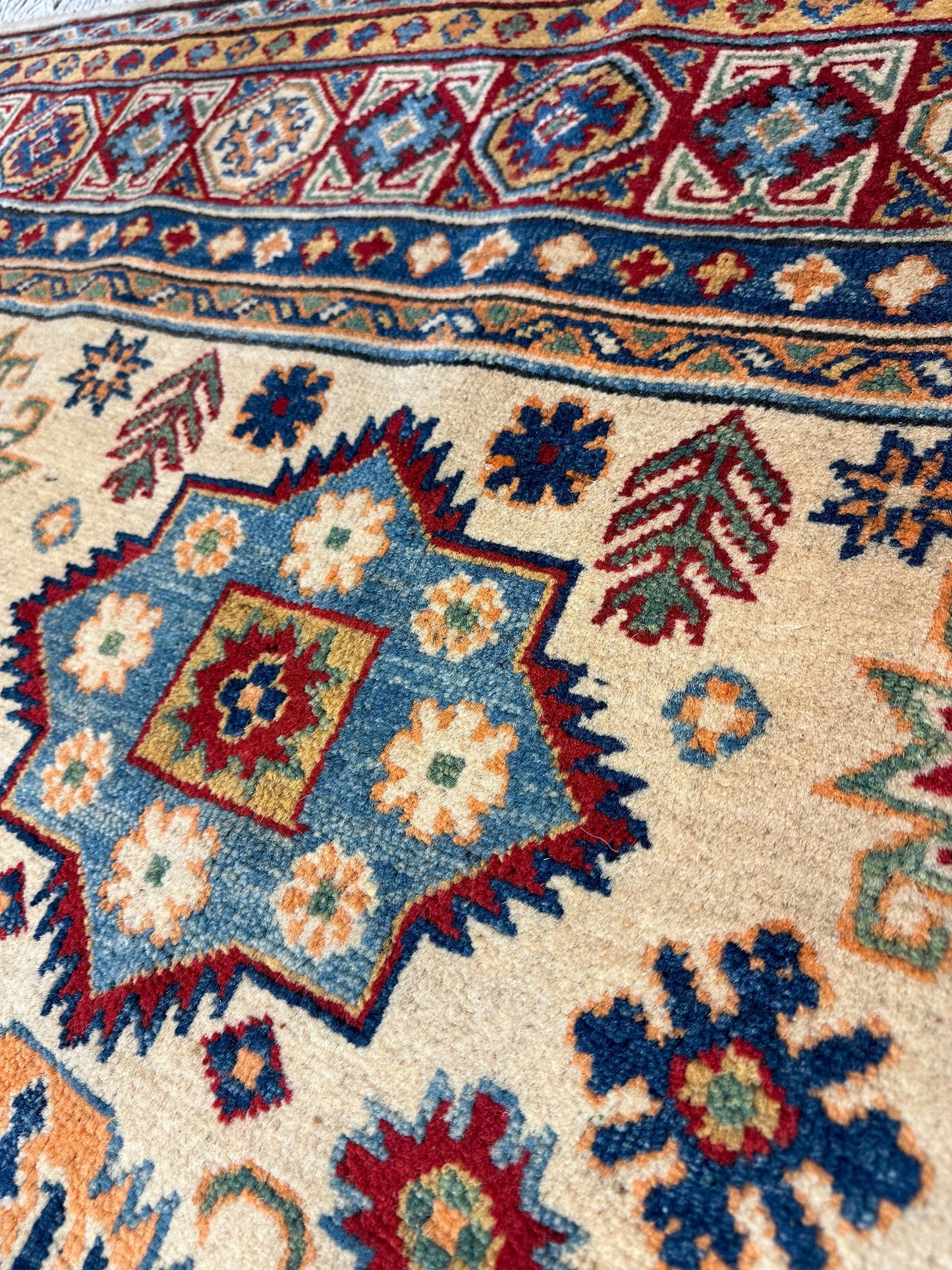 Fine Hand Knotted Afghani Super Kazak Rug 5 x 7 - Nuvé
