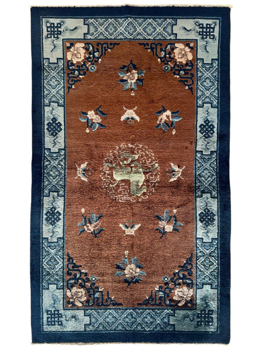 Hand-Knotted Chinese Silk Peking Rug – 3’ x 5’ – Luxurious Floral Design - Nuvé