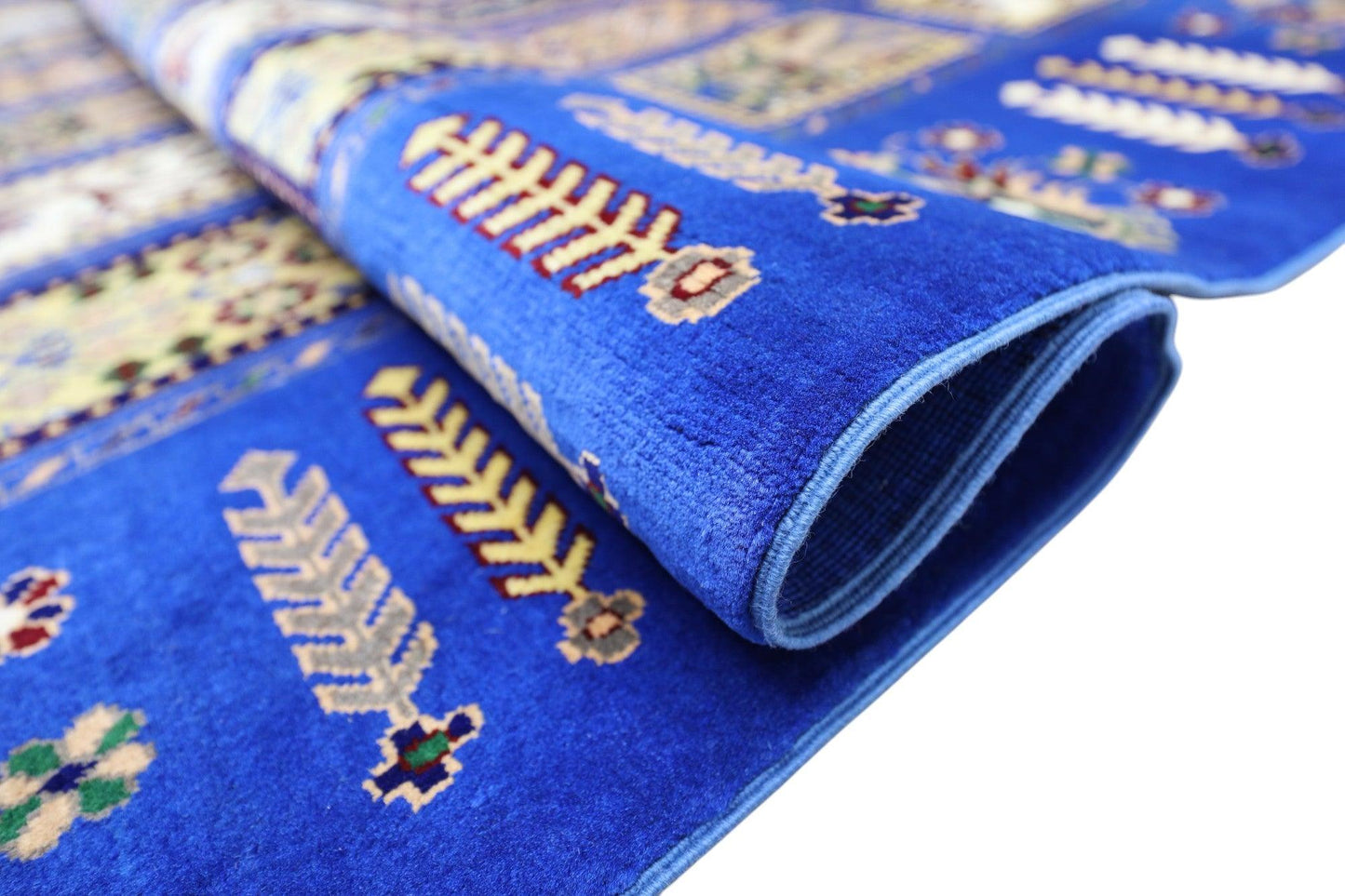 Hand-Knotted Bakhtiari Afghan Wool Area Rug – 6'7" x 9'9" | Blue, Durable, Timeless Design - Nuvé