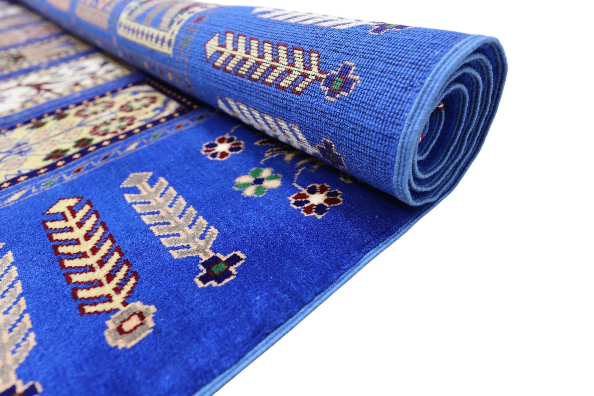 Hand-Knotted Bakhtiari Afghan Wool Area Rug – 6'7" x 9'9" | Blue, Durable, Timeless Design - Nuvé