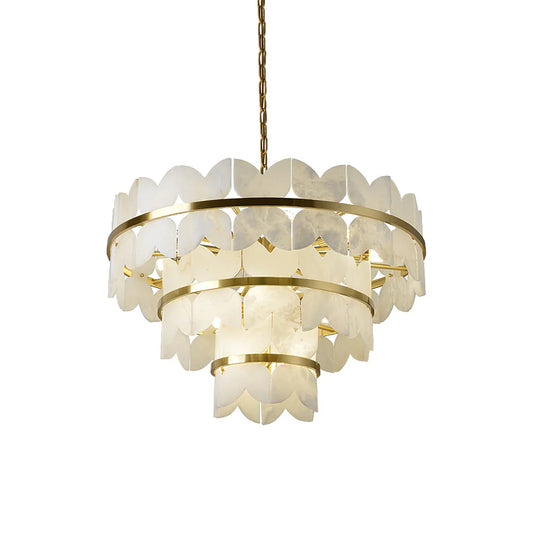 Alabaster Cloudscape Brass Chandelier - Nuvé