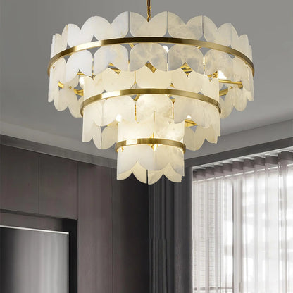 Alabaster Cloudscape Brass Chandelier - Nuvé