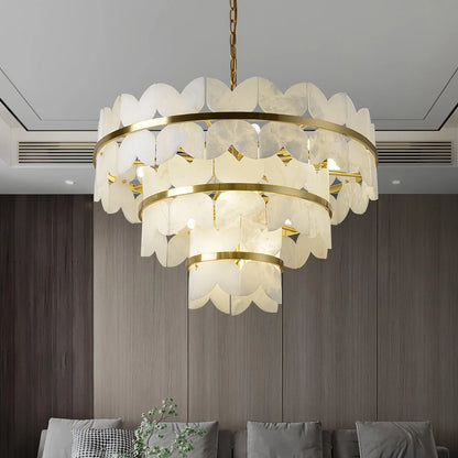 Alabaster Cloudscape Brass Chandelier - Nuvé