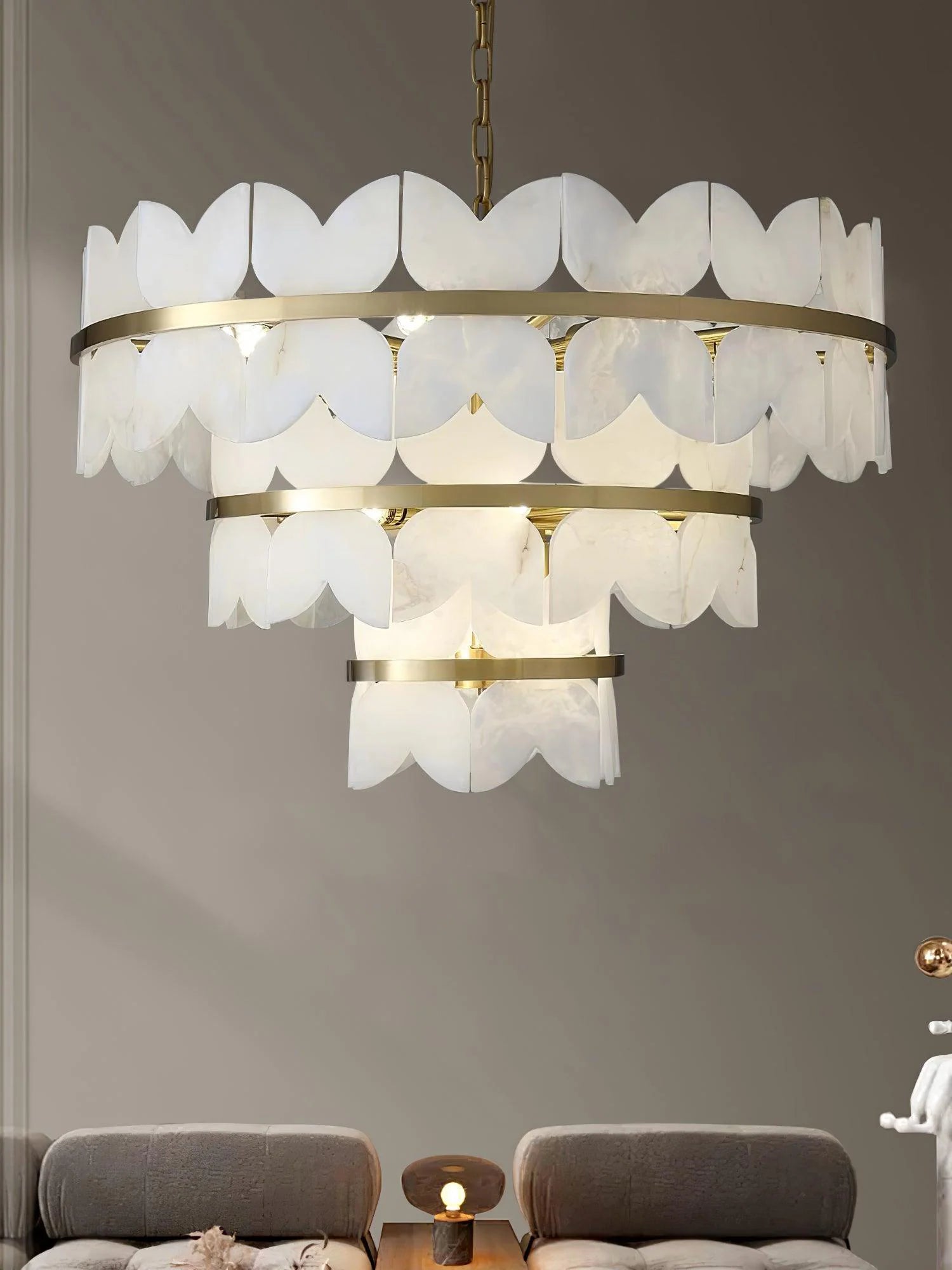 Alabaster Cloudscape Brass Chandelier - Nuvé