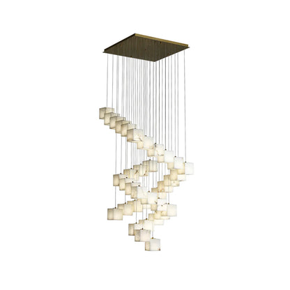 Cube Alabaster Staircase Chandelier - Nuvé