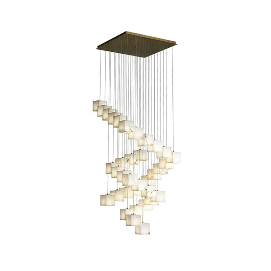 Cube Alabaster Staircase Chandelier - Nuvé