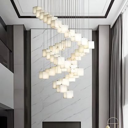 Cube Alabaster Staircase Chandelier - Nuvé