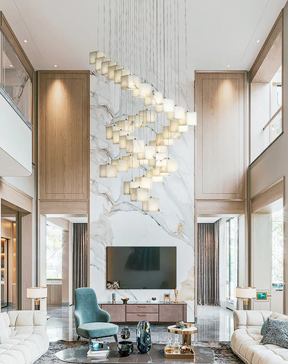 Cube Alabaster Staircase Chandelier - Nuvé