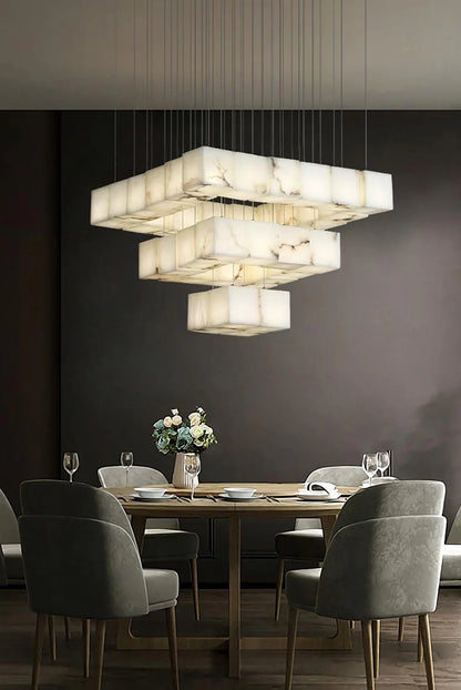 Cube Alabaster Staircase Chandelier - Nuvé