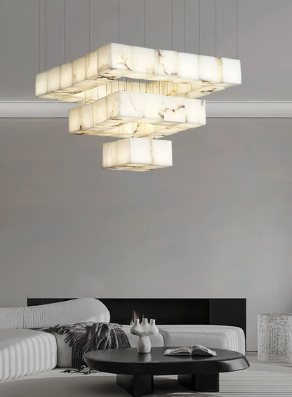 Cube Alabaster Staircase Chandelier - Nuvé