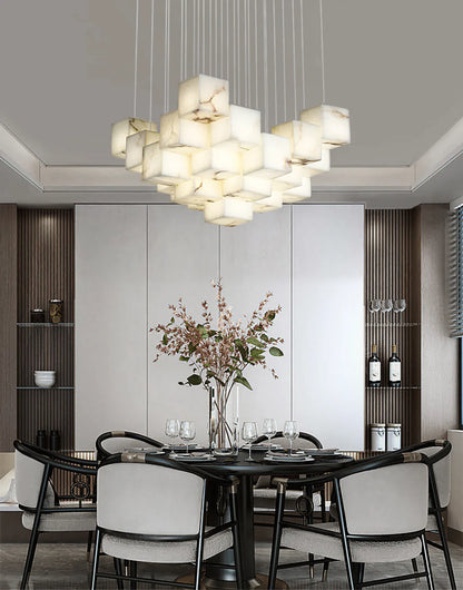 Cube Alabaster Staircase Chandelier - Nuvé