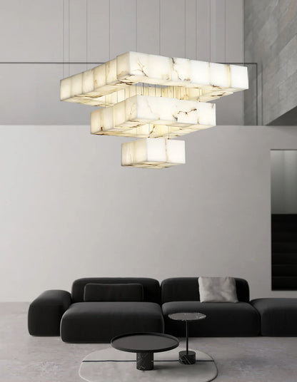 Cube Alabaster Staircase Chandelier - Nuvé