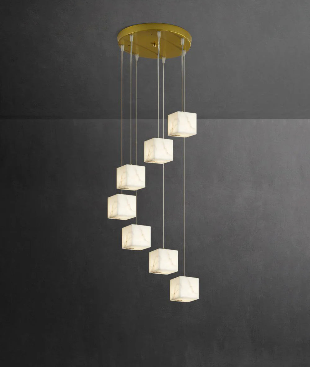 Cube Alabaster Staircase Chandelier - Nuvé