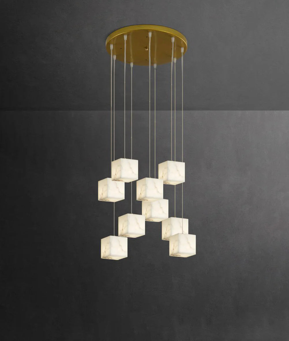 Cube Alabaster Staircase Chandelier - Nuvé