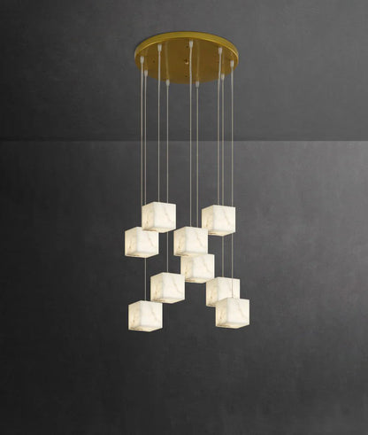 Cube Alabaster Staircase Chandelier - Nuvé