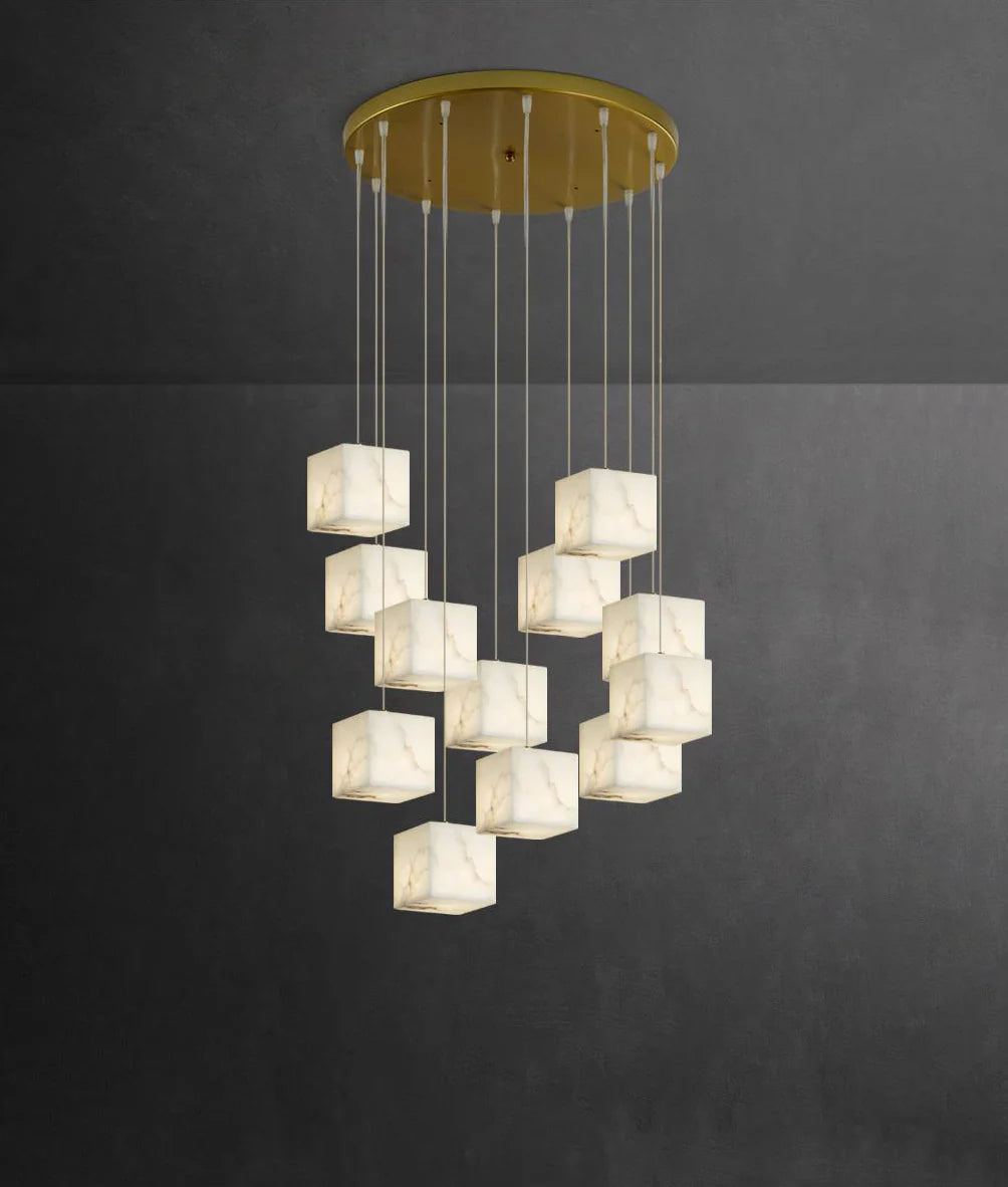 Cube Alabaster Staircase Chandelier - Nuvé