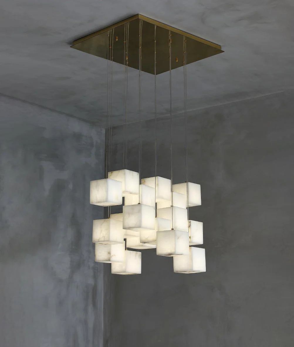 Cube Alabaster Staircase Chandelier - Nuvé
