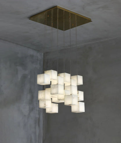 Cube Alabaster Staircase Chandelier - Nuvé