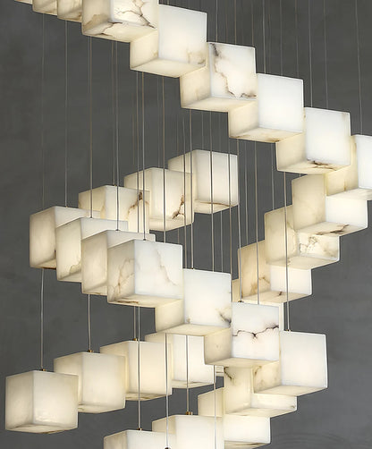 Cube Alabaster Staircase Chandelier - Nuvé