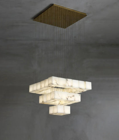 Cube Alabaster Staircase Chandelier - Nuvé