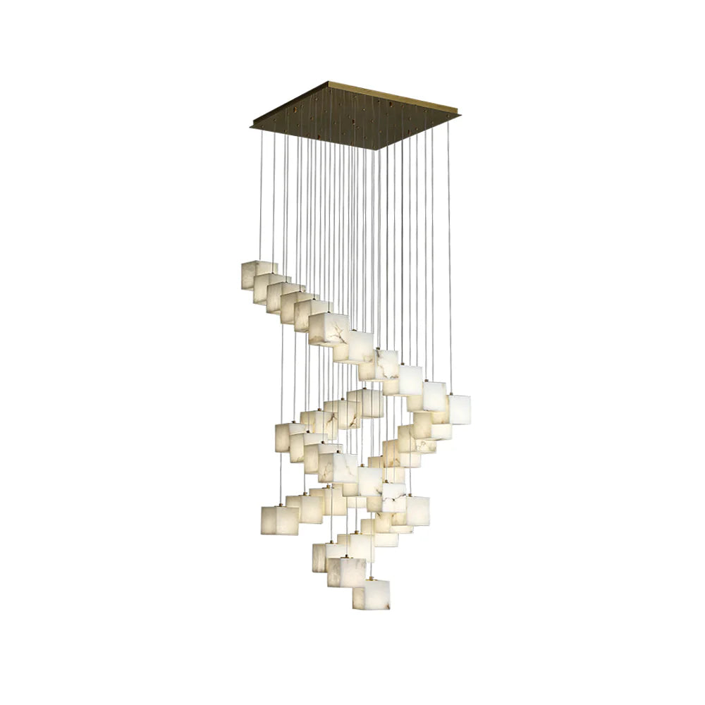 Cube Alabaster Staircase Chandelier - Nuvé