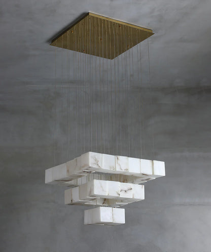 Cube Alabaster Staircase Chandelier - Nuvé