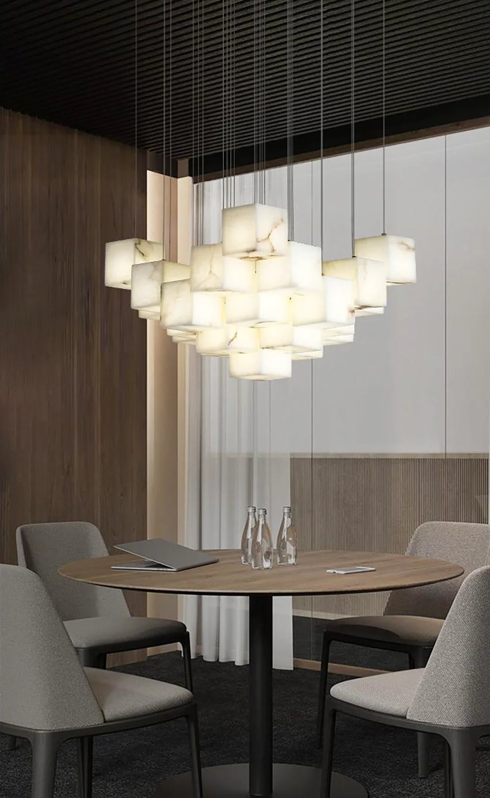 Cube Alabaster Staircase Chandelier - Nuvé