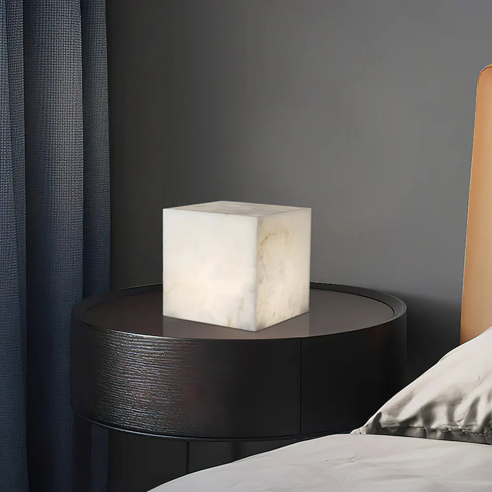 Alabaster Cubic Table Lamp - Nuvé