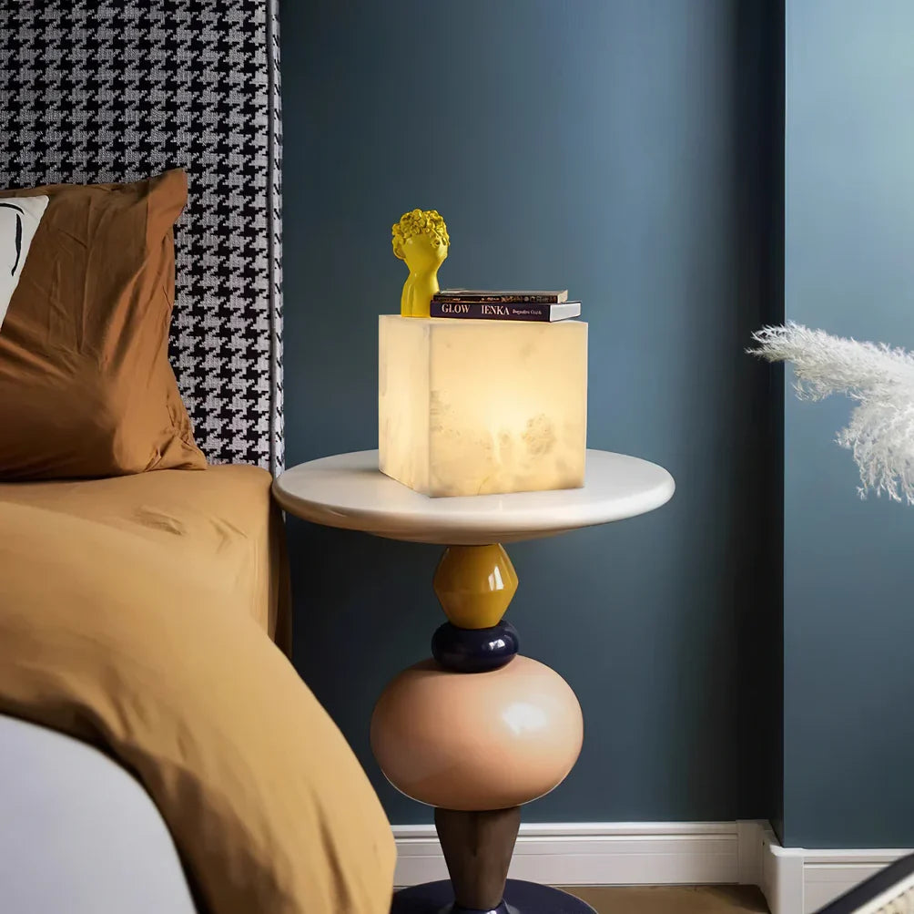 Alabaster Cubic Table Lamp - Nuvé