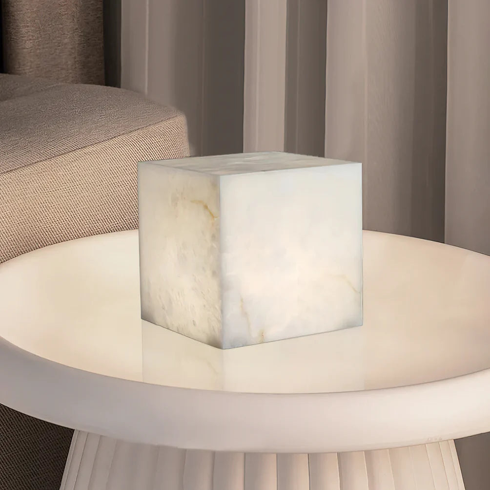 Alabaster Cubic Table Lamp - Nuvé