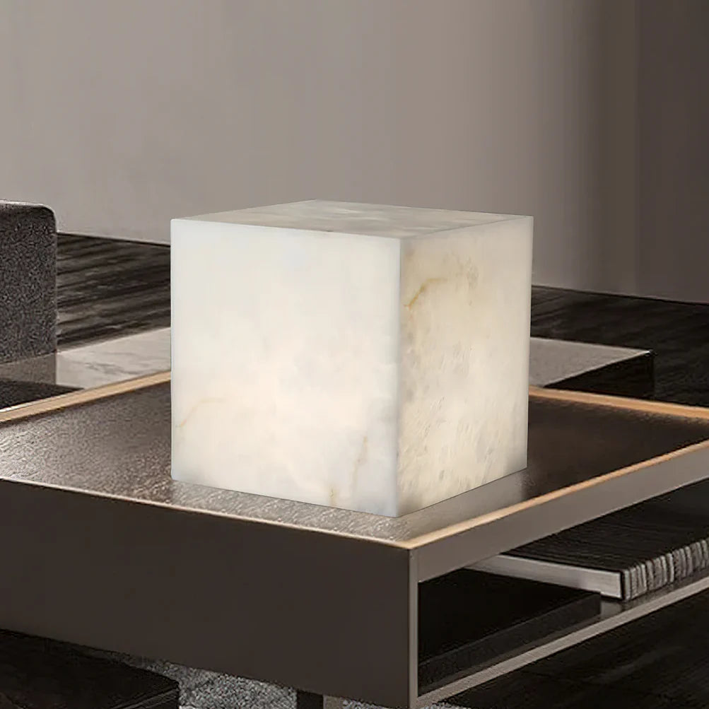 Alabaster Cubic Table Lamp - Nuvé