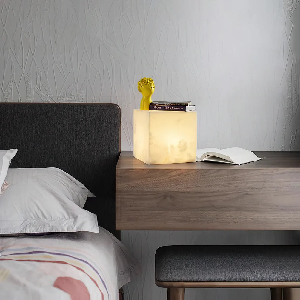 Alabaster Cubic Table Lamp - Nuvé