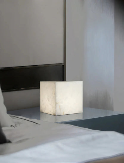Alabaster Cubic Table Lamp - Nuvé