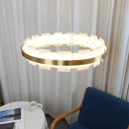 Alabaster Halo Brass Chandelier - Nuvé