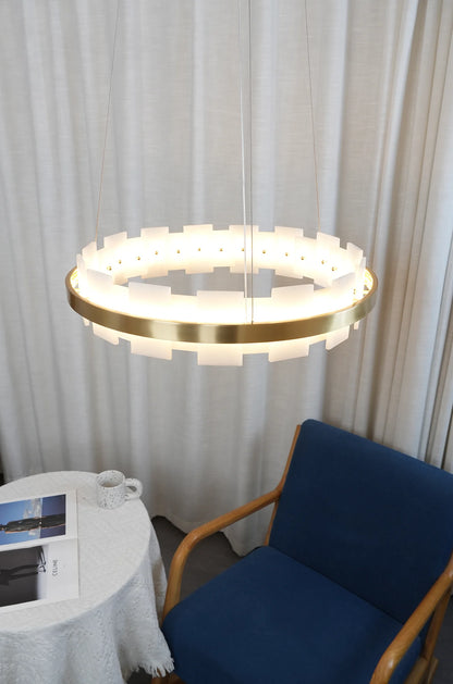 Alabaster Halo Brass Chandelier - Nuvé