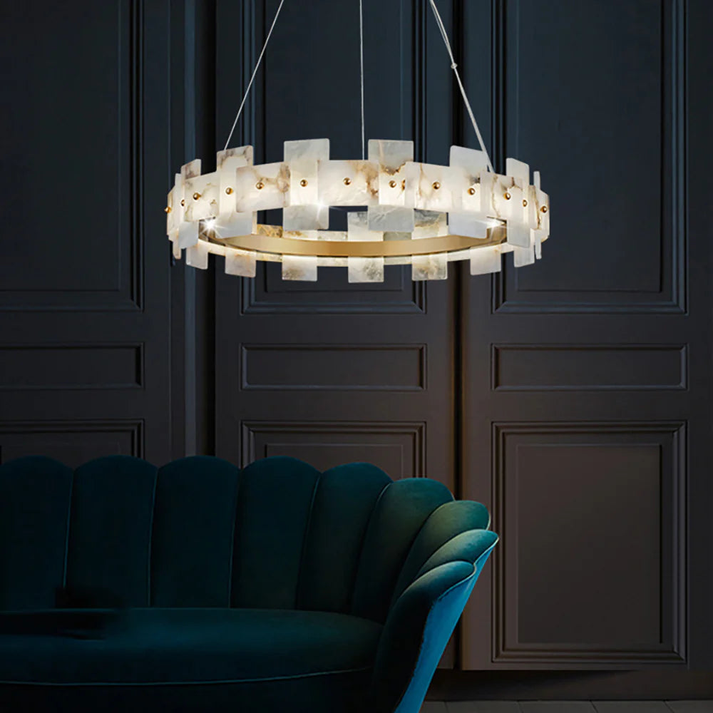 Alabaster Halo Brass Chandelier - Nuvé